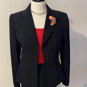 Tahari Black pant suit with Red Accent